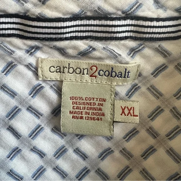 Carbon2Cobalt White & Blue Print Convergence Button Up Shirt Men’s Size XXL - Picture 4 of 5